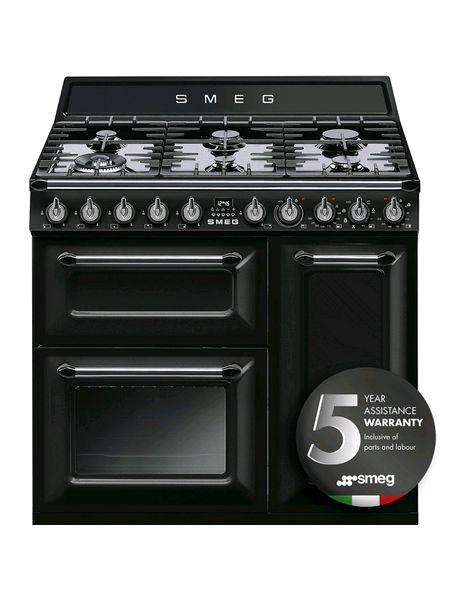 smeg victoria dual fuel 90cm black