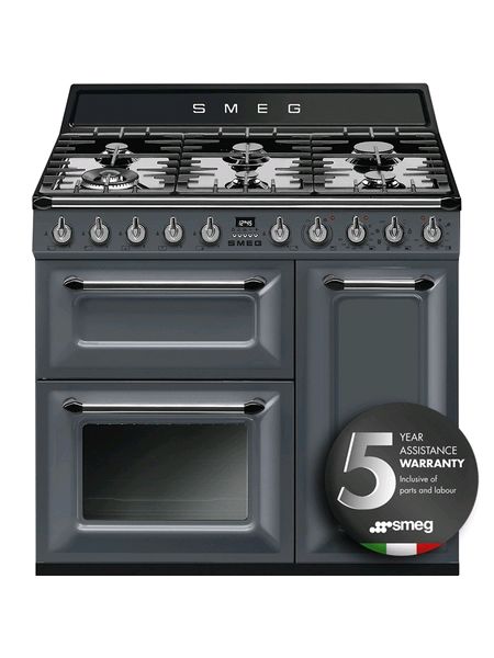 smeg victoria dual fuel 90cm slate grey