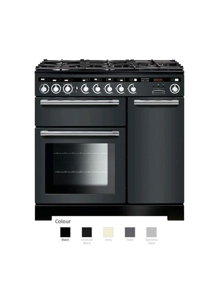 Encore deluxe 90 duel fuel range cooker with chrome trim