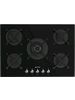 75cm Classic Black Gas Hob, Glass on steel