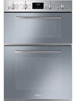 Smeg Cucina Double Oven Stainless Steel With Silver Glass