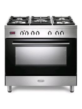 Delonghi Cookers Delonghi modern 90cm single cavity dual fuel range cooker