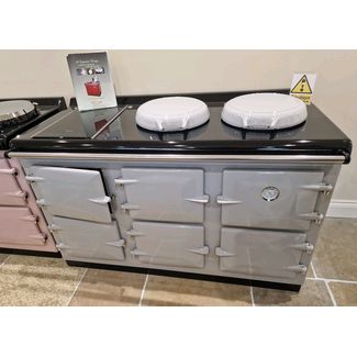 This is the Heritage Grande electric cast iron range cooker in Pearl enamel 