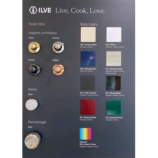 ILVE's colour and trim options 